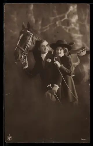 AK Der Reitersmann und seine Frau nach dem Ritt