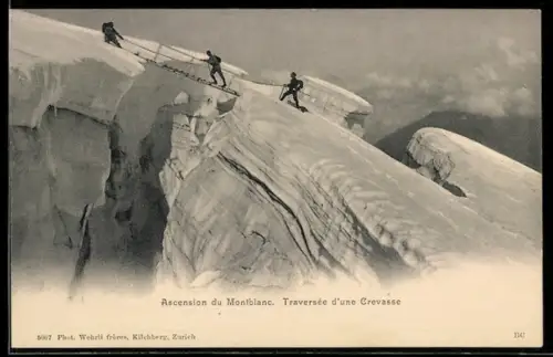 AK Drei Bergsteiger erklimmen den Mont Blanc