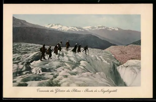 AK Glaciers du Rhone, Bergsteiger am Rhone-Gletscher