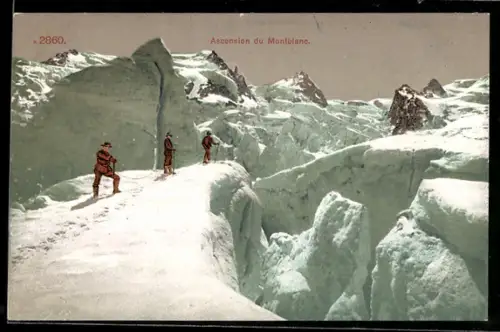 AK Montblanc, Bergsteiger auf dem Weg zum Montblanc