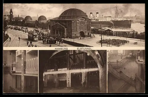 AK Hamburg-St. Pauli, Elbtunnel, Treppenhaus zum Tunnel