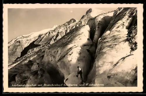 AK Karlingergletscher, Bergsteigen am Gletscher mit Bratschenkopf, Glockerin und Weisbachhorn