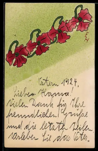 Künstler-AK Handgemalt: Mohnblumen