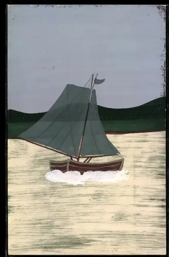 Künstler-AK Handgemalt: Segelboot auf dem Wasser
