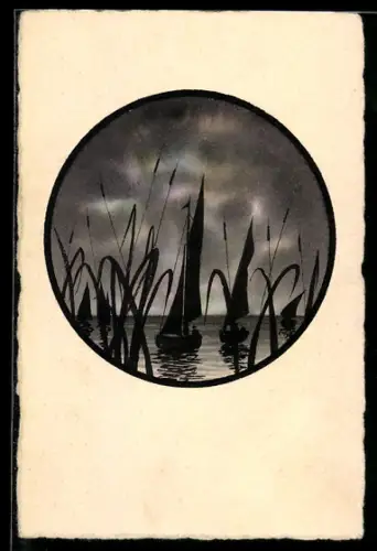 Künstler-AK Handgemalt: Segelboote auf dem Wasser