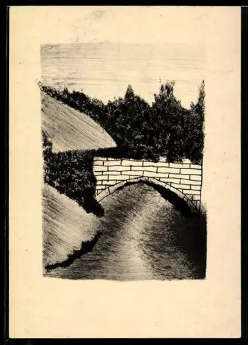 Künstler-AK Handgemalt: Kleine Ziegelbrücke