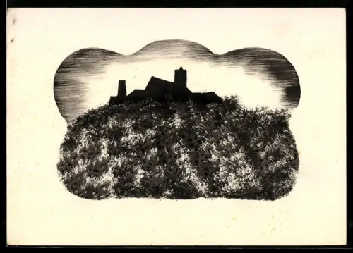 Künstler-AK Handgemalt: Eisenach, Wartburg bei Nacht
