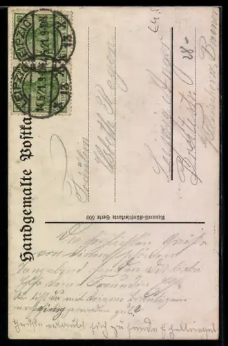 Künstler-AK Handgemalt: Ruine im Grünen