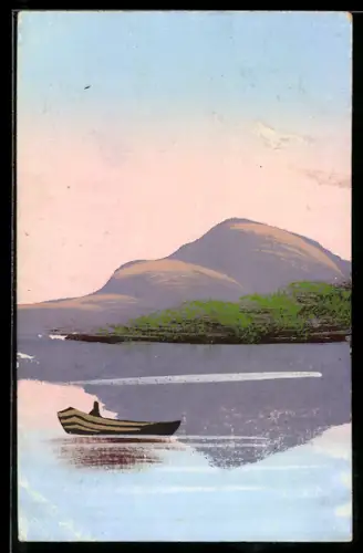 Künstler-AK Handgemalt: Ruderboot auf dem Wasser