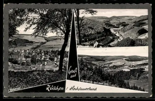 AK Züschen /Hochsauerland, Ortsansicht, Fernblick auf den Ort