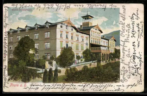 Glitzer-Perl-AK Thale a. H., Hotel Zehnpfund