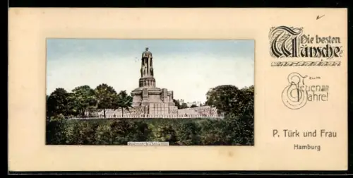 Mini-AK Hamburg-St.Pauli, Bismarck-Denkmal