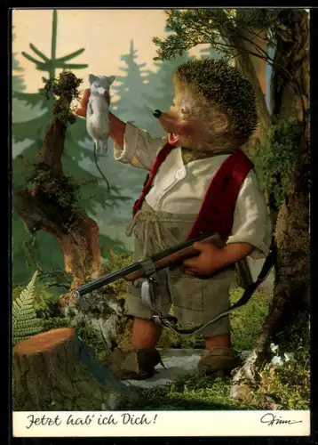 AK Mecki auf der Jagd mit Gewehr und seiner Beute