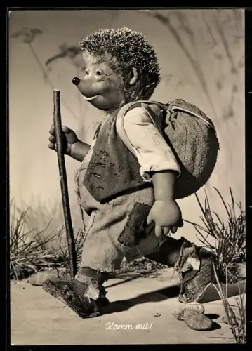 AK Igel Mecki mit Rucksack beim Wandern