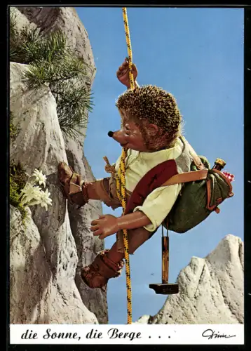 AK Die Sonne, die Berge..., Mecki als Bergsteiger