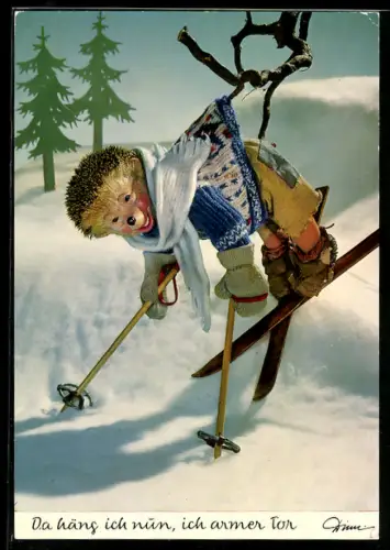 AK Mecki hängt durch einen Skiunfall mit dem Pullover an einem Ast