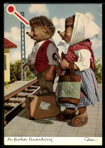 AK Mecki und seine Frau warten auf den Zug