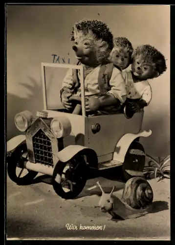 AK Mecki mit seinen Kindern im Auto