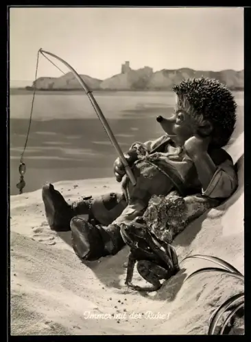 AK Immer mit der Ruhe!, Mecki und Frosch entspannen sich beim Angeln