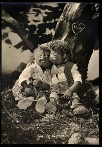 AK Sag Du zu mir, Mecki mit seiner Frau romantisch unter einem Baum sitzend