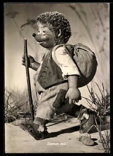 AK Igel Mecki mit Rucksack beim Wandern