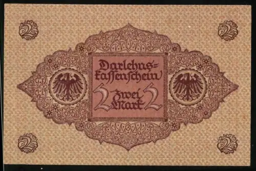 Notgeld Berlin 1920, 2 Mark, Reichsadler und ornamentale Muster