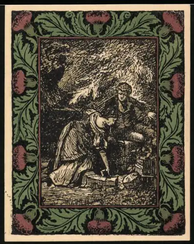 Notgeld Artern i. Thüringen 1921, 50 Pfennig, Goethe-Gedenkfeier mit Silhouette und historischem Motiv