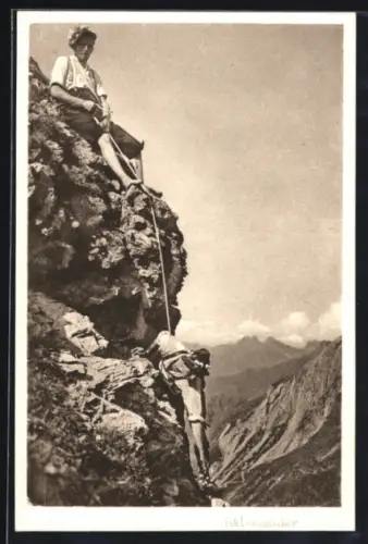 AK Edelweisssucher in der Hochalpen, Seil