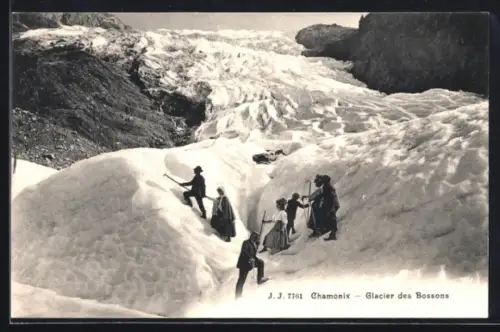 AK Chamonix, Clacier des Bossons, Bergsteiger, Bergsteigerinnen