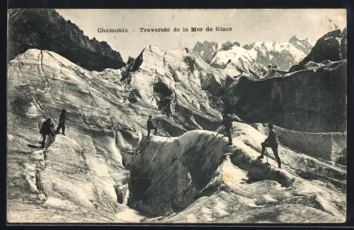 AK Chamonix, Traversée de la Mer de Glace, Bergsteiger