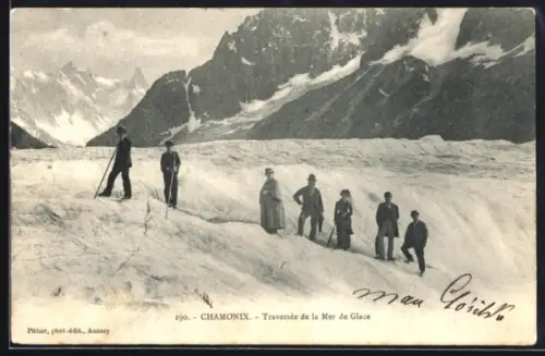 AK Chamonix, Traversée de la Mer de Glace, Bergsteiger