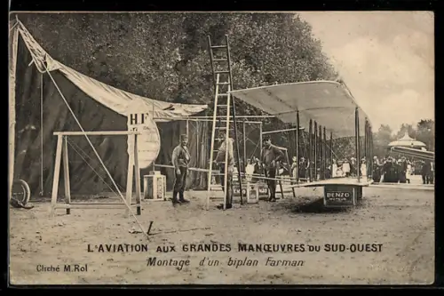 AK L`Aviation aux Grandes Manoeuvres du Sud Ouest, Montage d`un biplan Farman