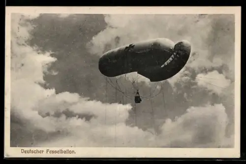 AK Fesselballon des deutschen Heeres mit Eisernem Kreuz und Beobachterkorb