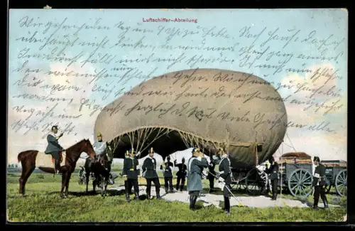 AK Soldaten vom Luftschiffer Bataillon befüllen einen Ballon