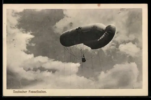 AK Fesselballon des deutschen Heeres mit Eisernem Kreuz und Beobachterkorb