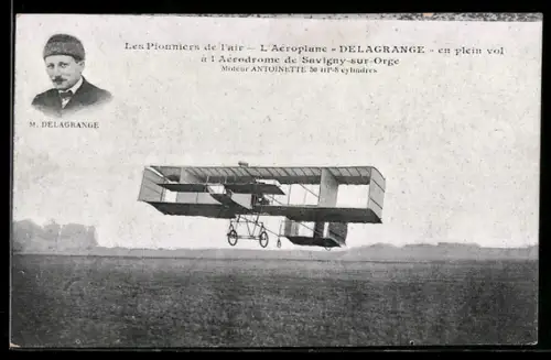 AK L`Aéroplane Delagrange en plein vol à la Aérodrome de Savigny-sur-Orge, M. Delagrange, Flugzeug