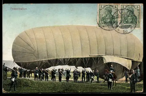 AK Fesselballon mit deutschen Soldaten