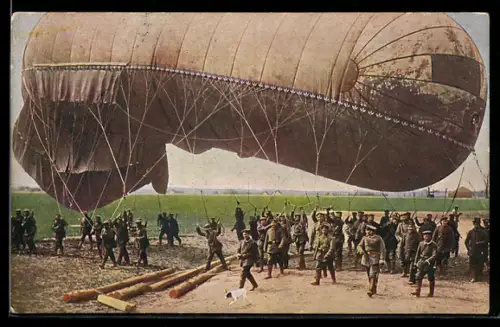 AK Militärischer Beobachtungsballon vor dem Start