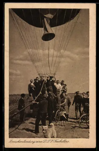 AK Zwischenlandung eines DLV-Freiballons mit Leuten