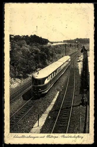 AK Schnelltriebwagen der Eisenbahn mit Mitropa-Bewirtschaftung