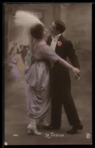 AK Paar beim Tanz eines Tango