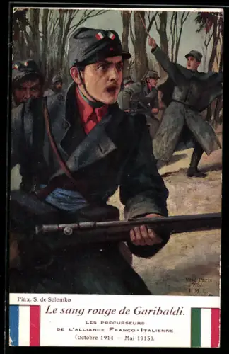 Künstler-AK Soldaten in Uniformen im Felde