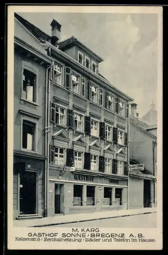 AK Bregenz a. B., Gasthof Sonne, Inh. M. Karg