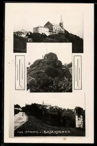 AK St. Thomas i. Blasenstein, Kirche, Felsformation, Panorama mit Dorf