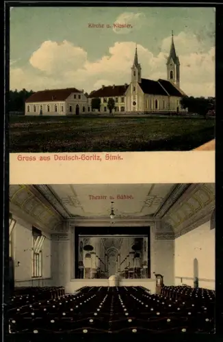 AK Deutsch-Goritz /Stmk., Kirche und Kloster, Theater und Bühne