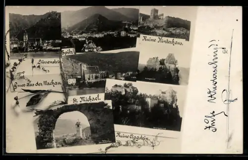 AK Spitz a. D., Verschiedene Ansichten: Dürrenstein, Ruine Hinterhaus und St. Michael