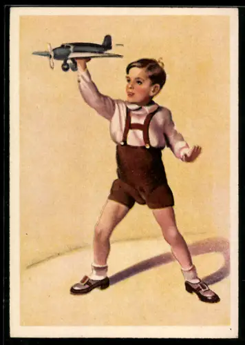 AK Junge mit einem Spielzeugflugzeug