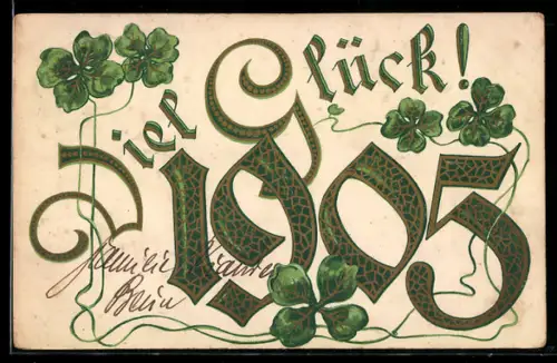 AK Neujahrsgruss mit Jahreszahl 1905 und Glücksklee