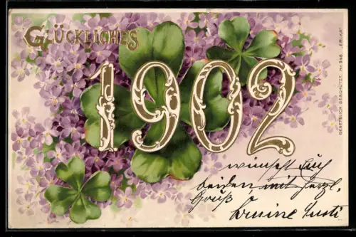 AK Jahreszahl 1902 mit Kleeblatt