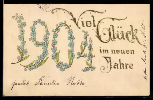 AK Jahreszahl 1904 aus Vergissmeinnicht, Neujahrsgruss